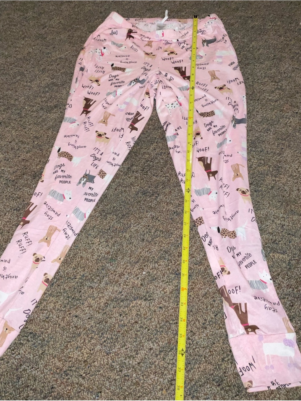 Oeko Tex Pants Womens NWOT Pink Dog Print Stretchy Dogs Are My Fave People sz S